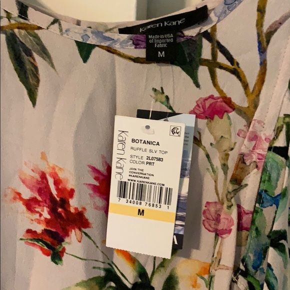 NWT Karen Kane Ruffle Sleeve Cold Shoulder Blouse - Picture 6 of 6